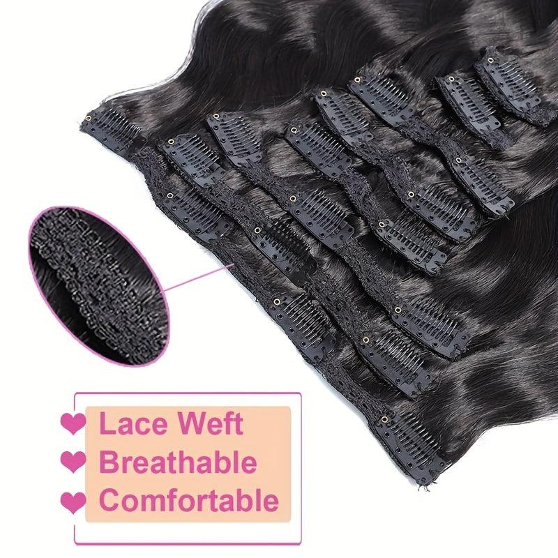 8pcs Body Wave Clip In Hair Extensions 100% Human Hair Double Strong Weft