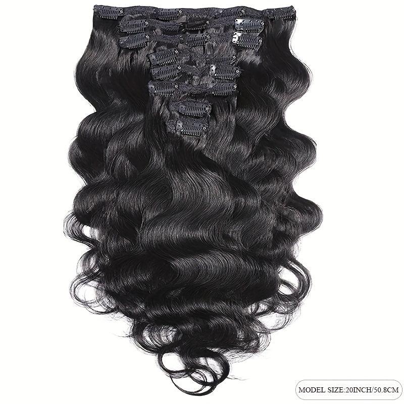8pcs Body Wave Clip In Hair Extensions 100% Human Hair Double Strong Weft