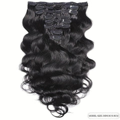 8pcs Body Wave Clip In Hair Extensions 100% Human Hair Double Strong Weft