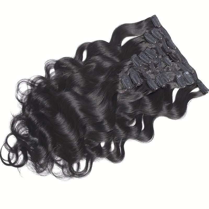 8pcs Body Wave Clip In Hair Extensions 100% Human Hair Double Strong Weft