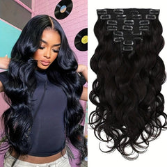 8pcs Body Wave Clip In Hair Extensions 100% Human Hair Double Strong Weft
