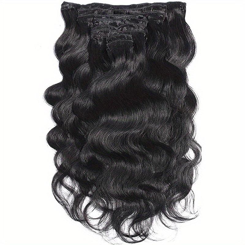 8pcs Body Wave Clip In Hair Extensions 100% Human Hair Double Strong Weft