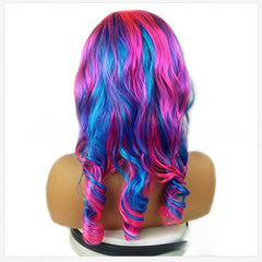 Rainbow Long Curly Wavy Wig Synthetic Wig Costume Wig For Halloween Party