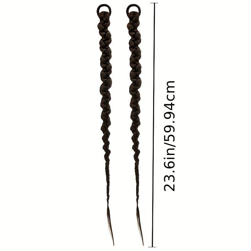 Long Twist Style Braided Ponytail Extension With Rubber Band