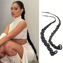 Long Twist Style Braided Ponytail Extension With Rubber Band