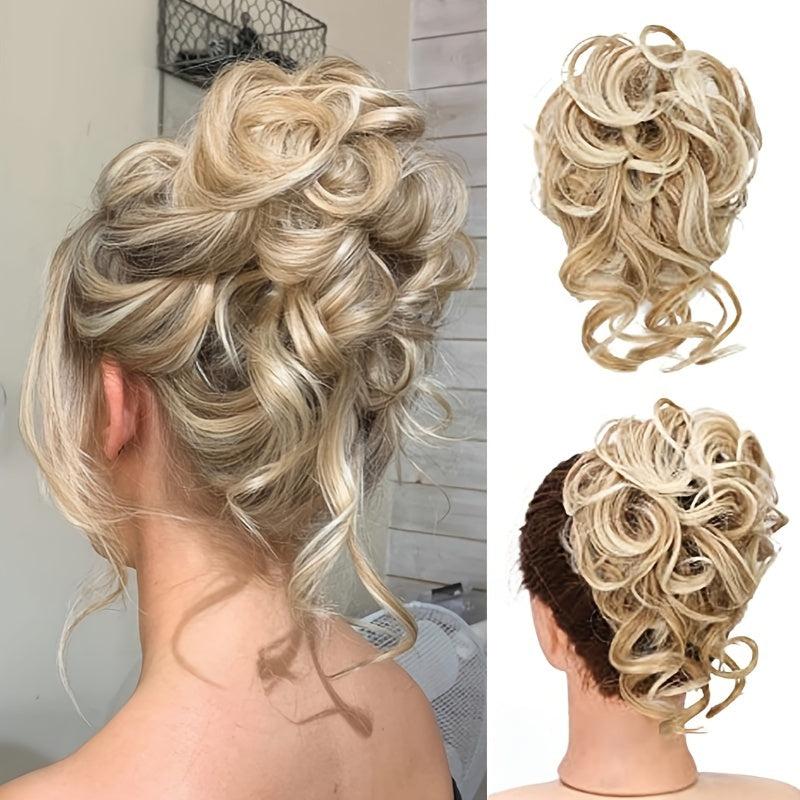Messy Bun Hair Piece Synthetic Wavy Curly Chignon Ponytail