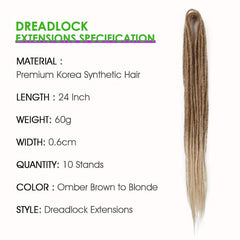 10 Strands 60-96cm Double Ended Dreadlock Extensions for Women