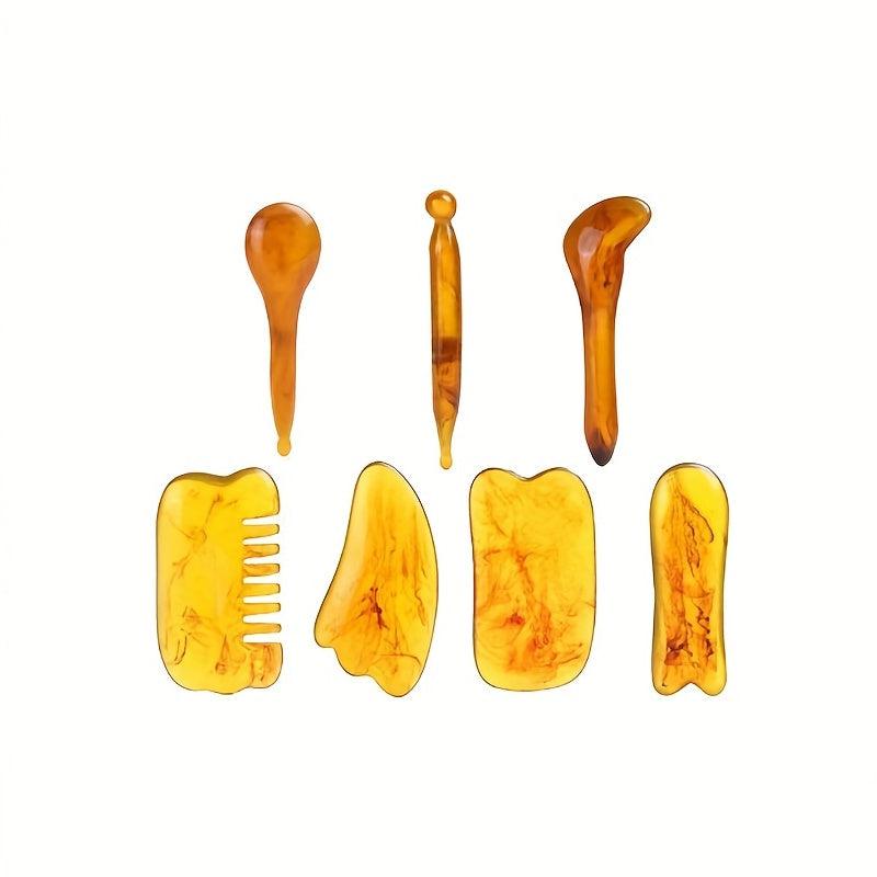 7pcs Gua Sha Massage Tool Set Resin Scrapers For Face Back & Neck