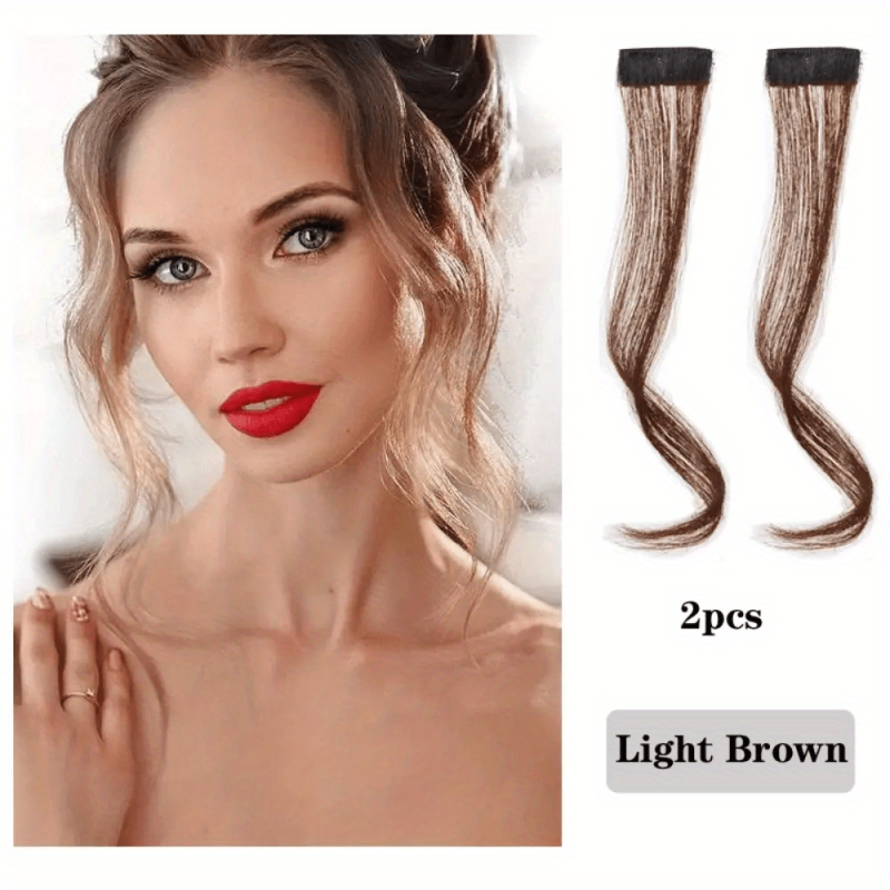 2pcs Synthetic Hair Bangs Middle Part Bangs Clip In Hair Piece for Women