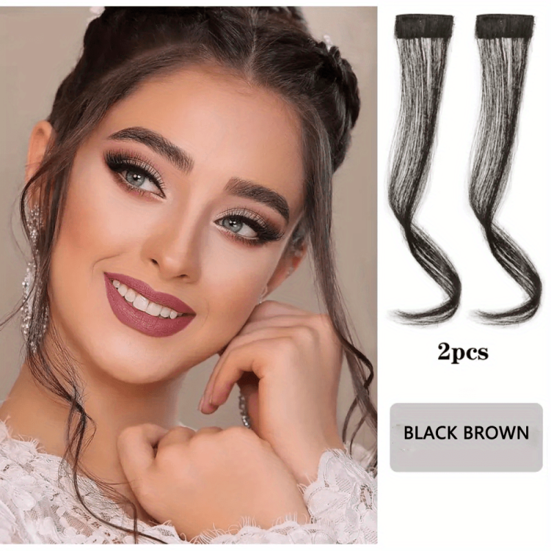2pcs Synthetic Hair Bangs Middle Part Bangs Clip In Hair Piece for Women