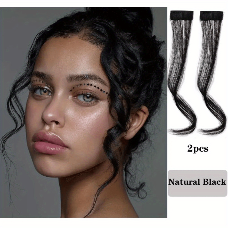 2pcs Synthetic Hair Bangs Middle Part Bangs Clip In Hair Piece for Women