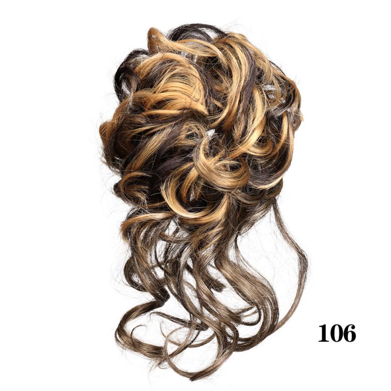 Curly Hair Bun Tousled Updo Messy Hair Bun Hair Piece Wavy Ponytail Hairpieces