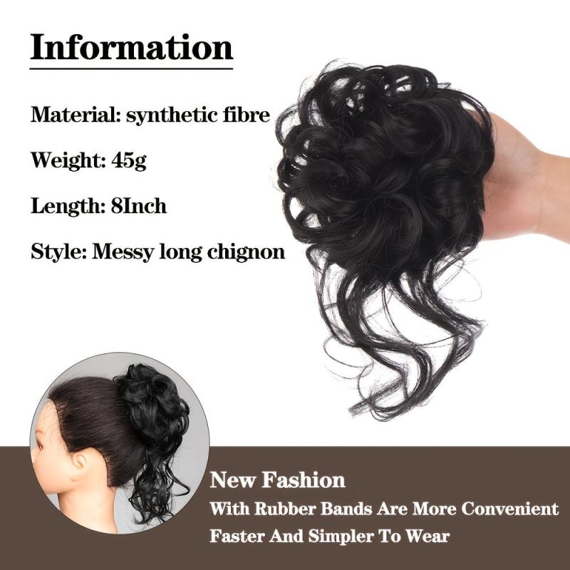 Curly Hair Bun Tousled Updo Messy Hair Bun Hair Piece Wavy Ponytail Hairpieces