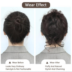 Curly Hair Bun Tousled Updo Messy Hair Bun Hair Piece Wavy Ponytail Hairpieces
