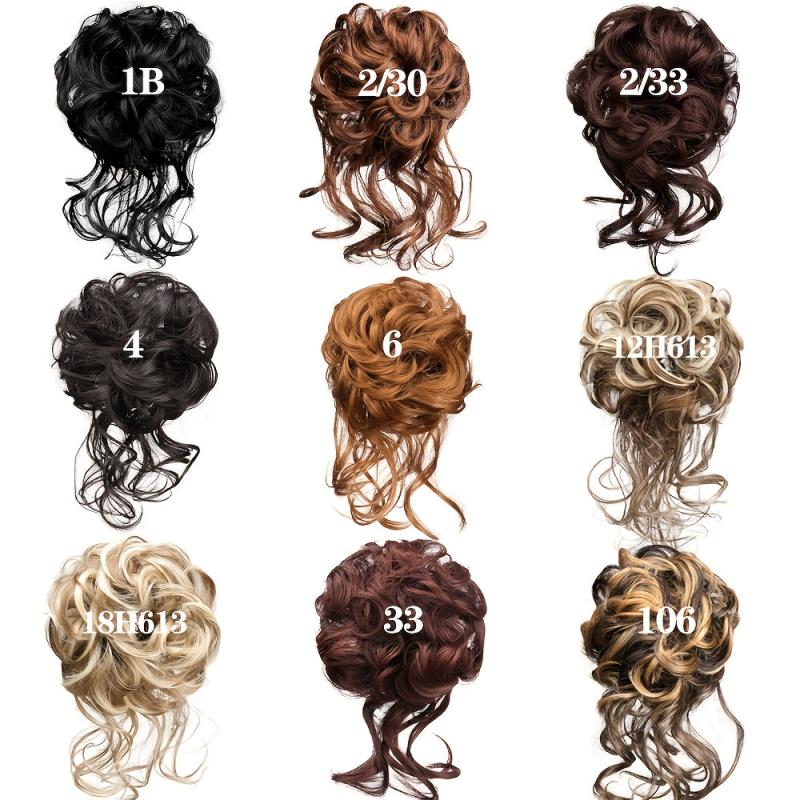 Curly Hair Bun Tousled Updo Messy Hair Bun Hair Piece Wavy Ponytail Hairpieces