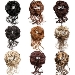 Curly Hair Bun Tousled Updo Messy Hair Bun Hair Piece Wavy Ponytail Hairpieces