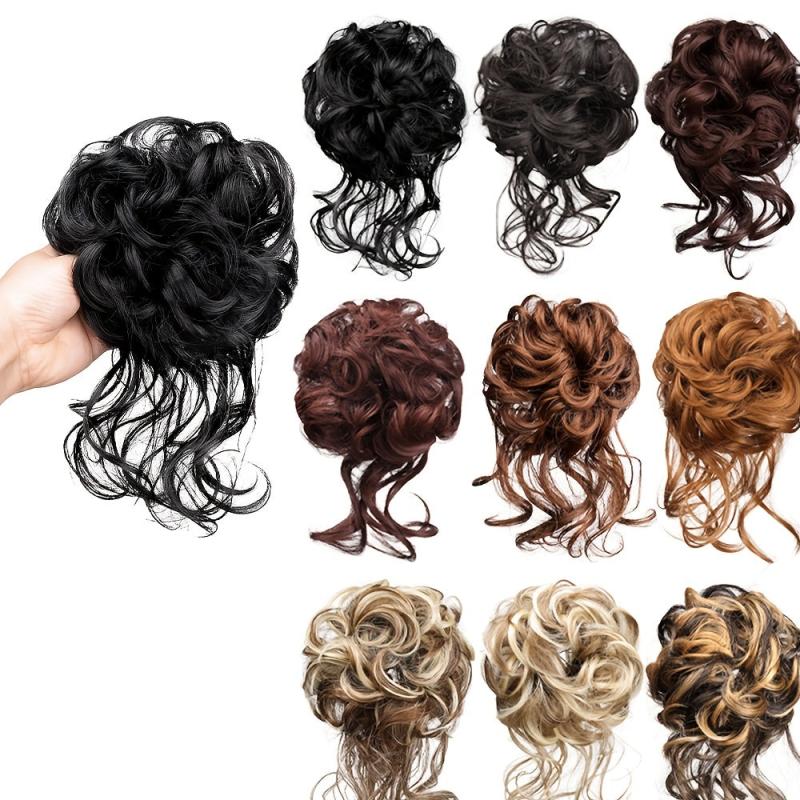 Curly Hair Bun Tousled Updo Messy Hair Bun Hair Piece Wavy Ponytail Hairpieces