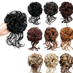 Curly Hair Bun Tousled Updo Messy Hair Bun Hair Piece Wavy Ponytail Hairpieces