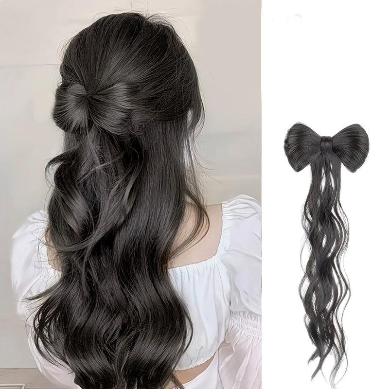 Bowknot Hair Bun Claw Hair Bun Synthetic Clip In Hair Extensions