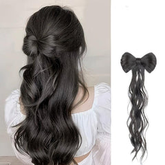 Bowknot Hair Bun Claw Hair Bun Synthetic Clip In Hair Extensions