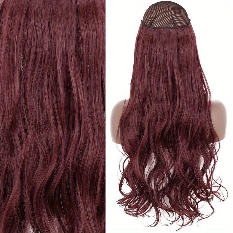 55 88 Cm Natural Wavy Curly Hair Extensions with Invisible Wire False Hairpiece