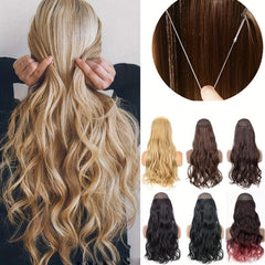 55 88 Cm Natural Wavy Curly Hair Extensions with Invisible Wire False Hairpiece