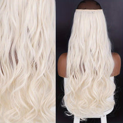 55 88 Cm Natural Wavy Curly Hair Extensions with Invisible Wire False Hairpiece