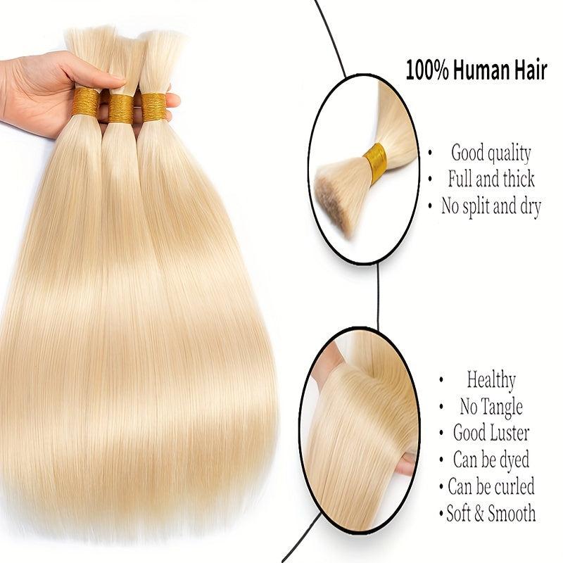 Double Drawn Straight 613 Blonde Brown 1B Braiding Hair Bulk 14-24 Inch