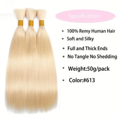 Double Drawn Straight 613 Blonde Brown 1B Braiding Hair Bulk 14-24 Inch