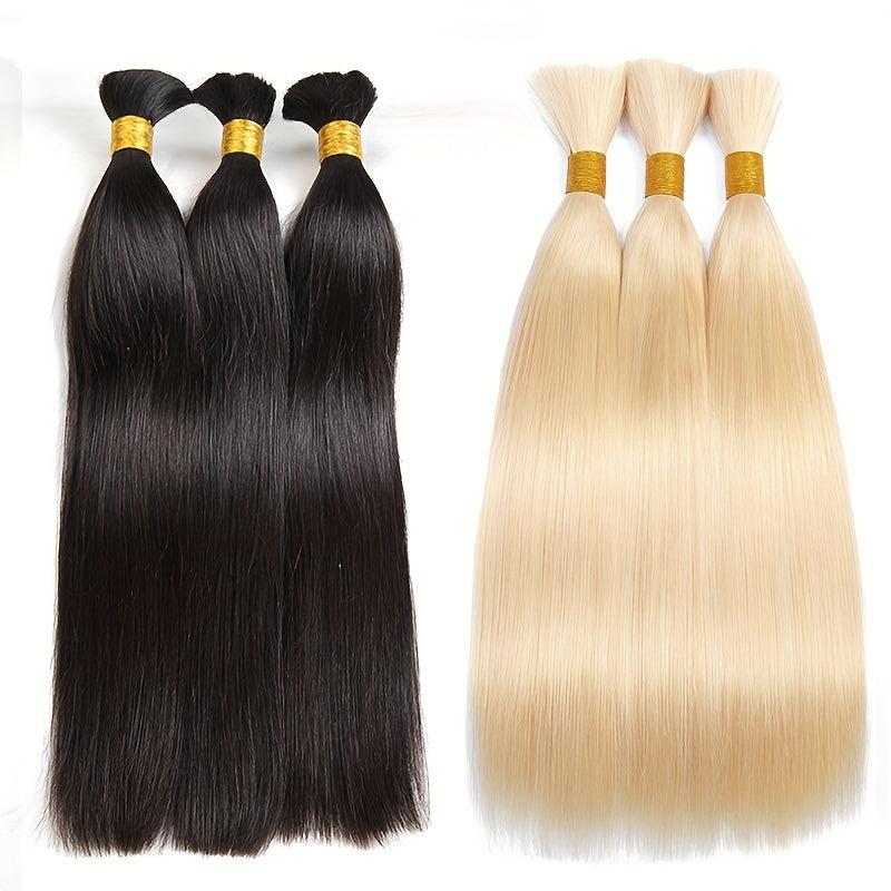 Double Drawn Straight 613 Blonde Brown 1B Braiding Hair Bulk 14-24 Inch