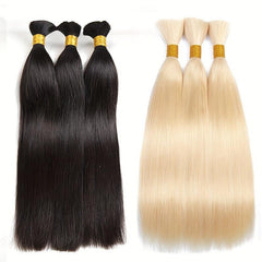 Double Drawn Straight 613 Blonde Brown 1B Braiding Hair Bulk 14-24 Inch