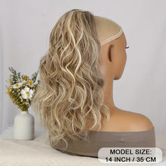 35 56 Cm Body Wave Ponytail Extensions Brown Mix Pale Golden Hair Extensions