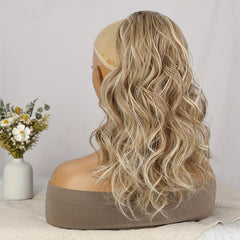 35 56 Cm Body Wave Ponytail Extensions Brown Mix Pale Golden Hair Extensions