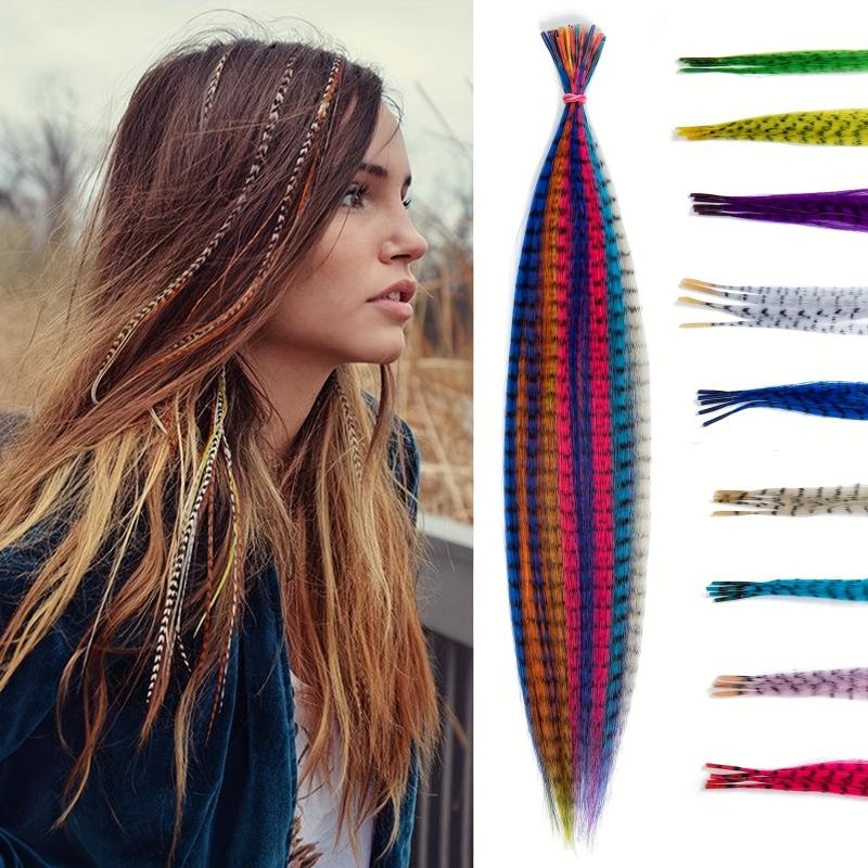 Colorful Feather Hair Extension 10 Pack Set High Temperature Fiber