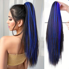Long Straight Ponytail Extensions Synthetic Clip In Hair Extensions