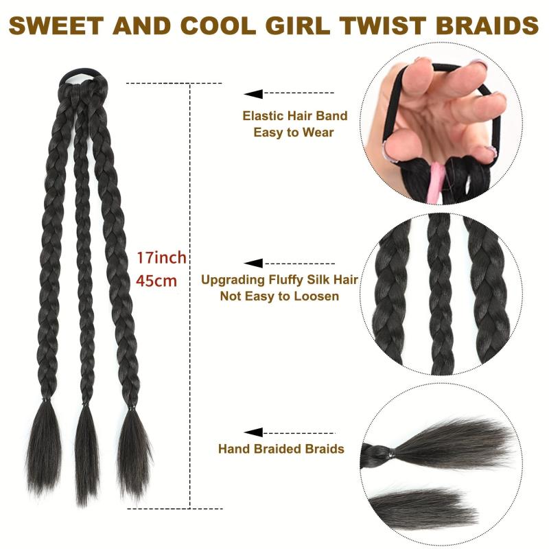 Synthetic Braids Ponytail Elastic Hair Rope Natural Look Daily Use