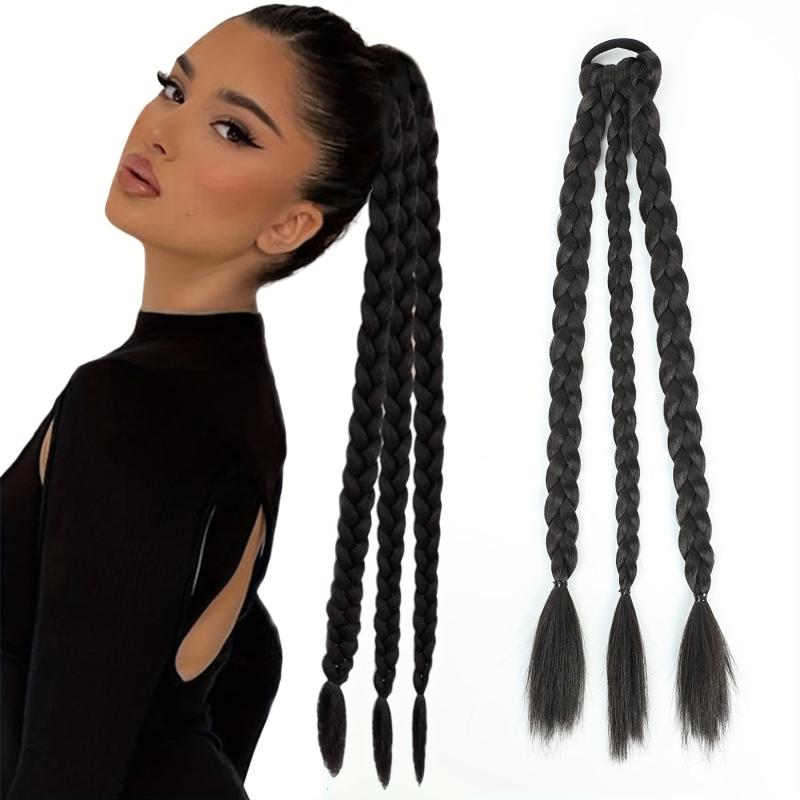 Synthetic Braids Ponytail Elastic Hair Rope Natural Look Daily Use