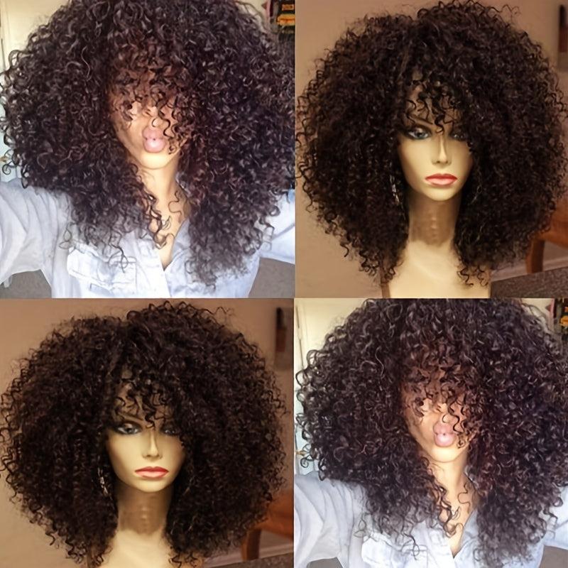 Curly Afro Wig Women Fluffy Synthetic Head Cover Wig