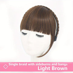 Synthetic Braid Headband with Air Bangs Fishbone Braid Hair Hoop