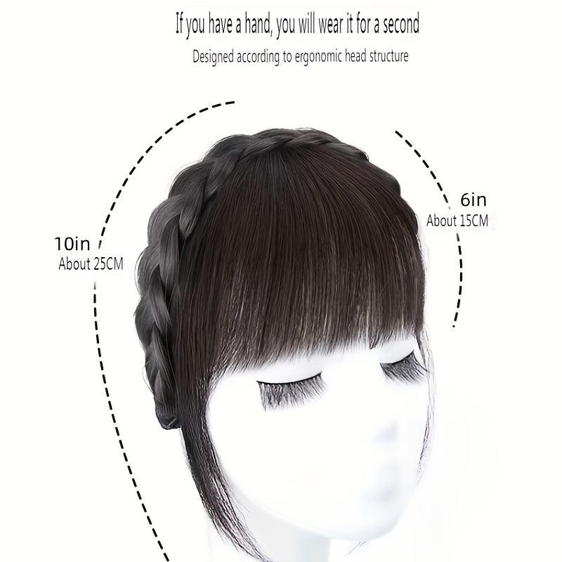 Synthetic Braid Headband with Air Bangs Fishbone Braid Hair Hoop