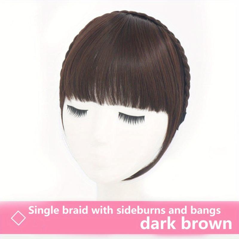 Synthetic Braid Headband with Air Bangs Fishbone Braid Hair Hoop