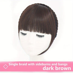 Synthetic Braid Headband with Air Bangs Fishbone Braid Hair Hoop