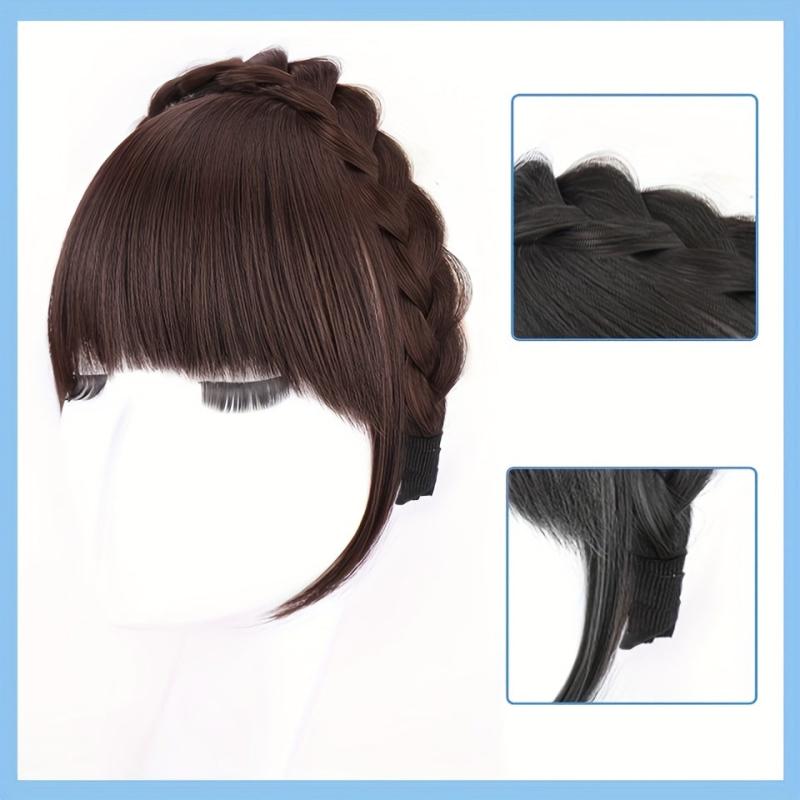 Synthetic Braid Headband with Air Bangs Fishbone Braid Hair Hoop