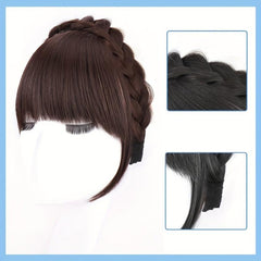 Synthetic Braid Headband with Air Bangs Fishbone Braid Hair Hoop
