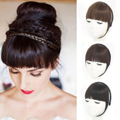 Synthetic Braid Headband with Air Bangs Fishbone Braid Hair Hoop