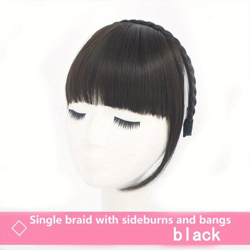 Synthetic Braid Headband with Air Bangs Fishbone Braid Hair Hoop