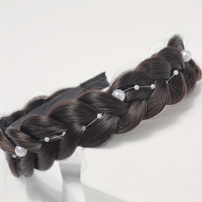 Braided Headband with Pearl Adornment for Daily Use