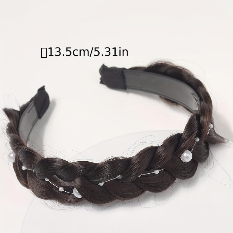 Braided Headband with Pearl Adornment for Daily Use