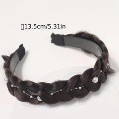 Braided Headband with Pearl Adornment for Daily Use