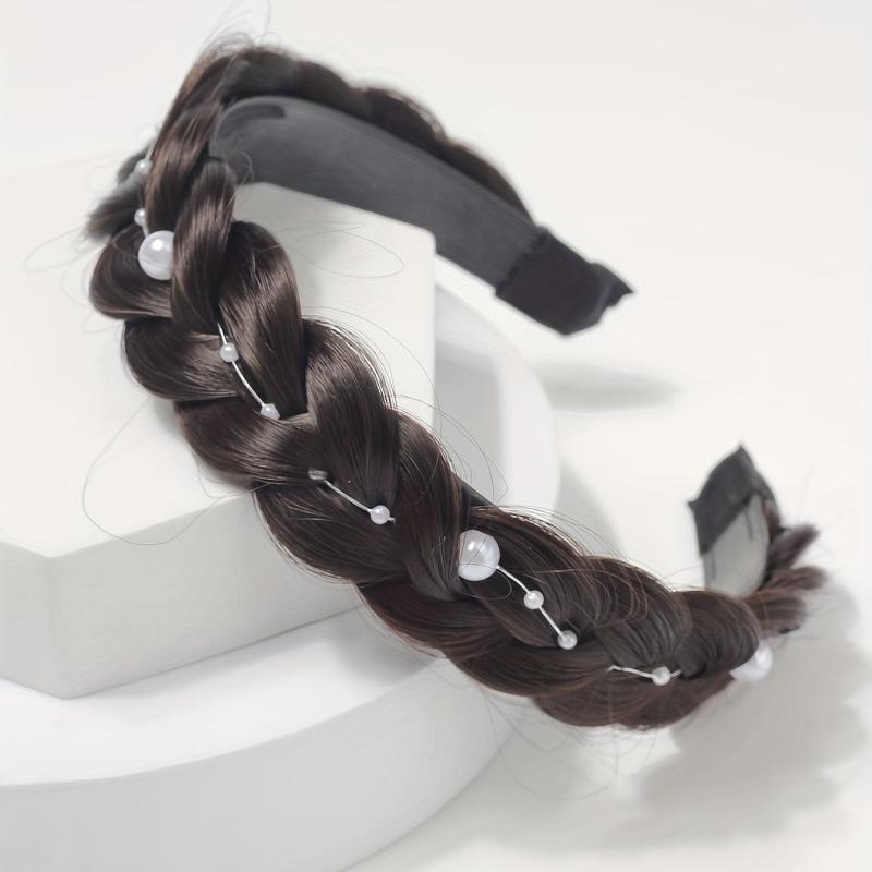 Braided Headband with Pearl Adornment for Daily Use